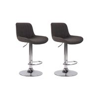 set de 2 taburetes de bar regulable en tela gris oscuro