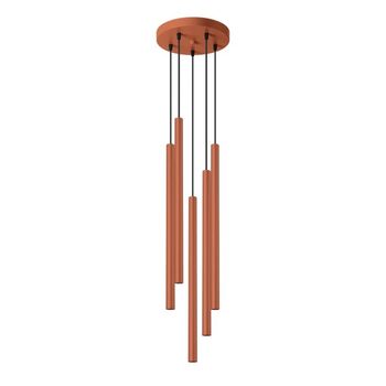 Lámpara colgante vacu rojo, 5 luces
