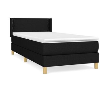 Cama box spring con colchón tela negro 90x200 cm liso con clavos