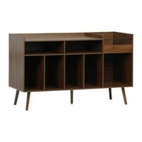 mueble de vinilos xl vintage efecto madera oscura 130cm madera