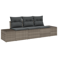 conjunto de sofa de jardin de 3 uds con cojines gris ratan sintetico cfw126934