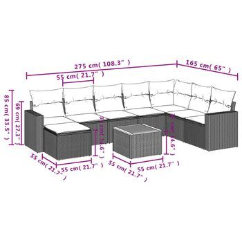 Conjunto De Sofás De Jardín (incluye Cojines, Combinación De 9 Piezas)