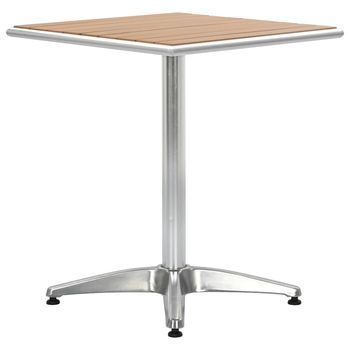 Mesa De Jardín | Mesa De Exterior De Aluminio Y Wpc Plateado 60x60x70 Cm