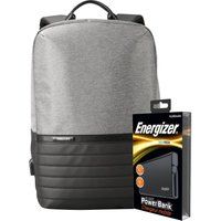 energizer epb001 backpack with power bank - grey  black grey