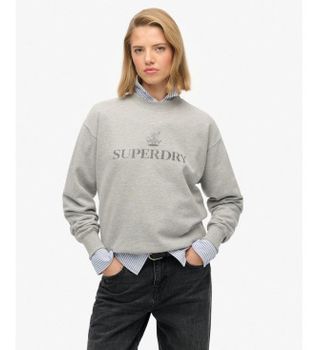 Superdry para mujer. W2012453A Sudadera British gris (XS), Casual, Algodón