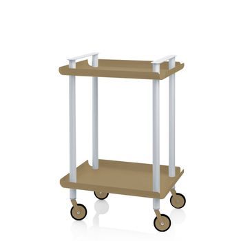 Carrito Auxiliar Leky, Armazón Gris, 2 Estantes. Multifuncional, Práctico Y Decorativo,acero,arena
