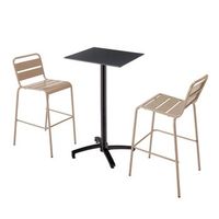 mesa alta inclinable de conjunto en negro y 2 sillas topo opera - oviala