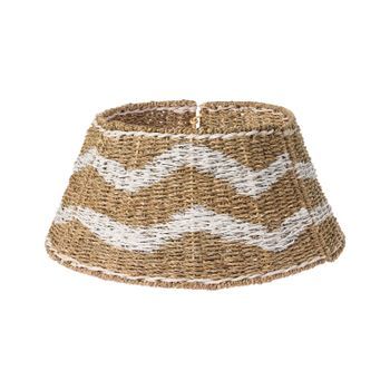 Base De Árbol De Navidad De Algas Marinas ⌀ 60 Cm Redondo Accesorios Hechos A Mano Natural Con Blanco Hiver