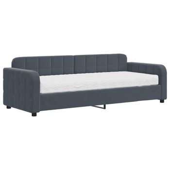 Sofá Cama Con Colchón Terciopelo Gris Oscuro 80x200 Cm Vidaxl