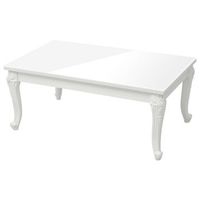 mesa de cafe  mesa de centro madera de ingenieria blanco brillo 100x50x42 cm