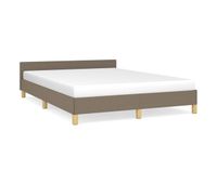 estructura de cama con cabecero de tela gris taupe 140x190 cm