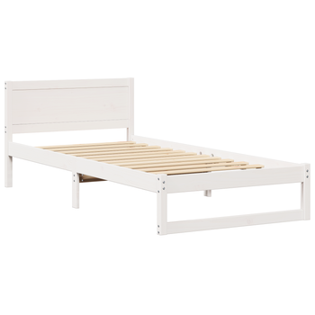 Cama Individual | Estructura De Cama Blanca Madera De Pino Individual Duradera Cfw44732