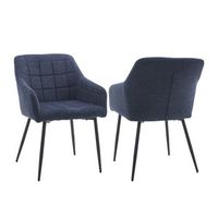 pack de 2 sillas de comedor freya con patas negras y tapizadas en tela jaspeada en color azul 85 x 56 x 57 cm