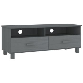 Mueble De Tv Hamar Madera Maciza Pino Gris Oscuro 106x40x40 Cm Vidaxl