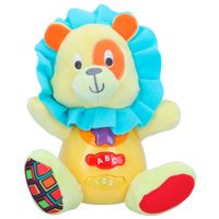 peluche leon interactivo con luz y sonido 15x9x15 cm amarillo