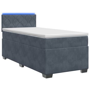Cama Tapizada 190x90x88 Cm Terciopelo - Gris
