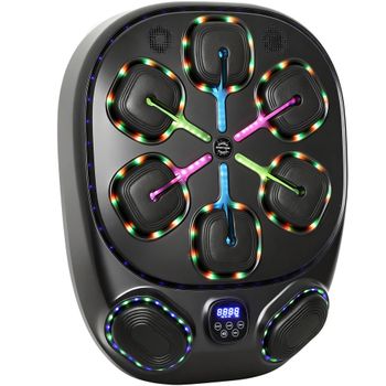 SPORTNOW Máquina de Boxeo Musical de Pared con 9 Modos, Luces LED y Conexión Bluetooth, 61x48x11 cm, Negro   Aosom España