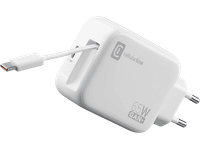 cargador movil - cellularline roll gan 65w cable retractil usb c universal blanco
