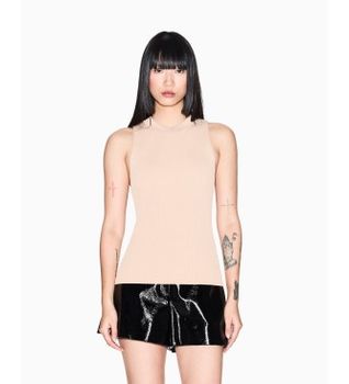 A|X Armani Exchange para mujer. XW001884AF10352U6149 Top Liso beige (M), Casual, Viscosa, Sin mangas / Tirantes