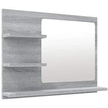 Espejo De Baño，espejuelo Madera Contrachapada Gris Sonoma 60x10,5x45 Cm