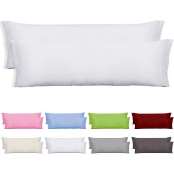 Juego de 2 Fundas Almohada en forma de sobre Largo, Poliéster Transpirable y Suave, Sin Cremallera.