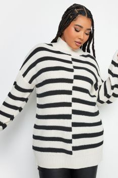 Yours Jersey Blanco Con Rayas Negras En Contraste, Mujer Curvy Y Tallas Grandes, Yours