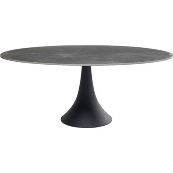 Mesa de comedor para 6 personas en aluminio negro y gres l180