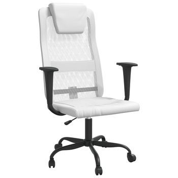 Silla De Masaje | Silla De Gaming Altura Ajustable Tela Malla Y Cuero Pe Blanco