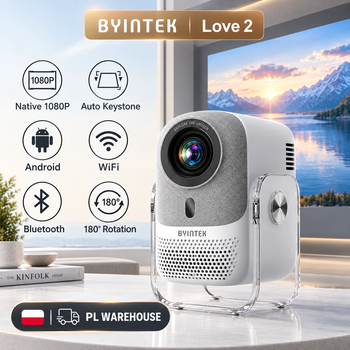 Proyector inteligente Byintek U6, resolución nativa 1080P, corrección automática de distorsión trapezoidal, Android, Wifi, Bluetooth 4.2, 180 °      Proyector de Cine en Casa con Rotación