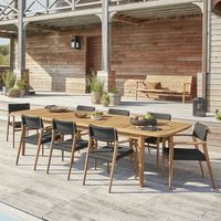 salon de jardin de madera teca maciza reciclada extensible para 810 pers