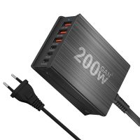 gan tech bakeey 200w cargador usb pd de 6 puertos 3usb-a3usb-c pd qc estacion de carga rapida de escritorio con enchu