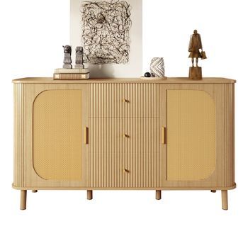 Aparador Moderno - Mueble Para Salón Y Comedor - Mdf - Natural (140x40x80cm)