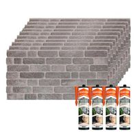 set de 10 paneles decorativos efecto ladrillo urbano en eps  4 botes de adhesivo de montaje