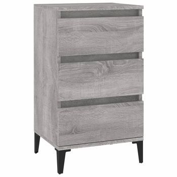 Mesita De Noche | Mesa Auxiliar | Mesilla Madera Contrachapada Gris Sonoma 40x35x70 Cm