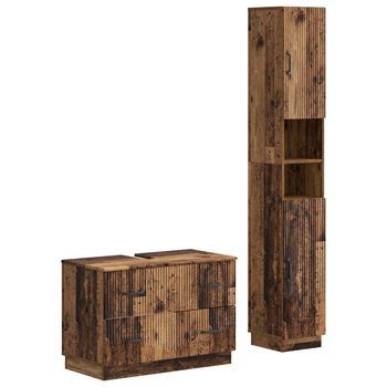 Juego De Gabinete De Baño De 2 Piezas Hoorn Madera Envejecida Vidaxl