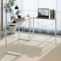escritorio en l - mesa de ordenador - mdf y metal - madera y negro 118x118x745cm