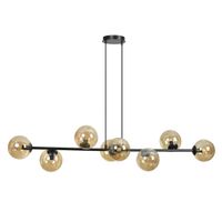 lampara colgante moderno con 8 esferas de cristal ambar