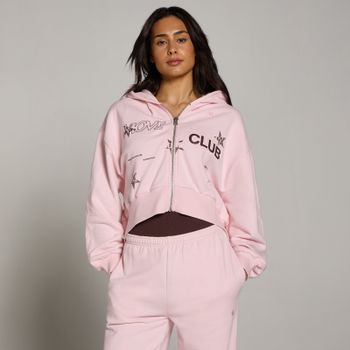 Sudadera con capucha y cremallera ligera con estampado Move Club para mujer de MP - Rosa - XL