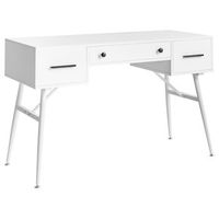 escritorio retro oficina en casa 3 cajones tablero aglomerado patas de hierro 120 x 50 cm blanco marfla