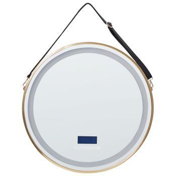 Espejo De Baño Led Moderno Redondo Con Altavoz Bluetooth 60 X 60 Cm Dorado Darois