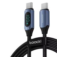 cable tipo c a tipo c toocki tq-x03 5a pd100w con pantalla digital soporta carga rapida y transmision de datos nucleo