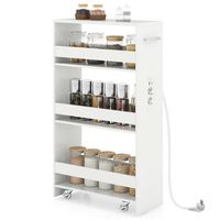 carrito auxiliar con ruedas y estacion de carga costway almacenamiento  475x20x805 cmeschufeblanco