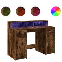 mesa de escritorio  escritorio de despacho  escritorio con led madera ingenieria roble ahumado 120x55x91 cm