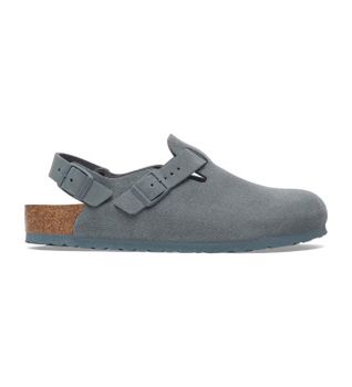 Birkenstock para hombre. 1029217 Zuecos de Piel Tokio (Ajuste Regular) gris (45), Plano, Ante, Ninguno, Casual