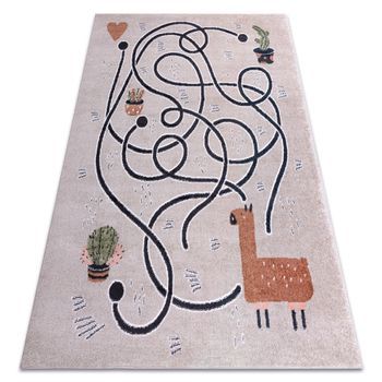 Alfombra Fun Game Para Niños, Juego, De Llama Beige 180x270 Cm