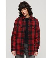 superdry para mujer w4010431a sobrecamisa de borreguillo a cuadros rojo s casual lana manga larga