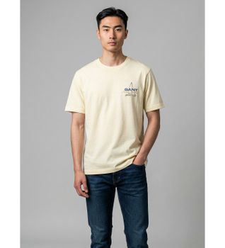 Gant para hombre. 2003404 Camiseta logotipo amarillo (S), Casual, Algodón, Manga corta