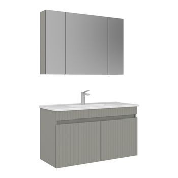 Conjunto De Mueble Con Lavabo Y Espejo (2 Piezas)  - 100 X 45 X 66 Cm - Cachemira Mate