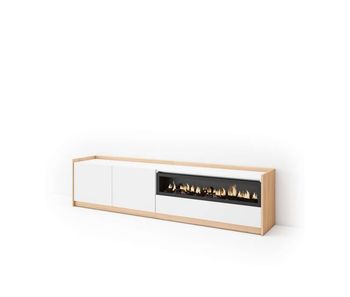 Mueble tv málaga-02 con chimenea para salón acogedor