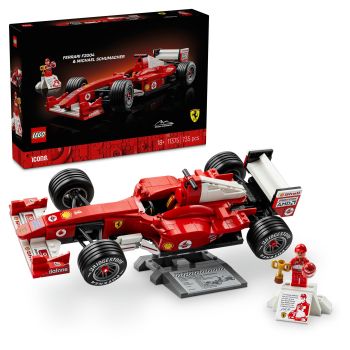 LEGO Icons Ferrari F2004 y Michael Schumacher, Juguete de construcción +18 años - 11375